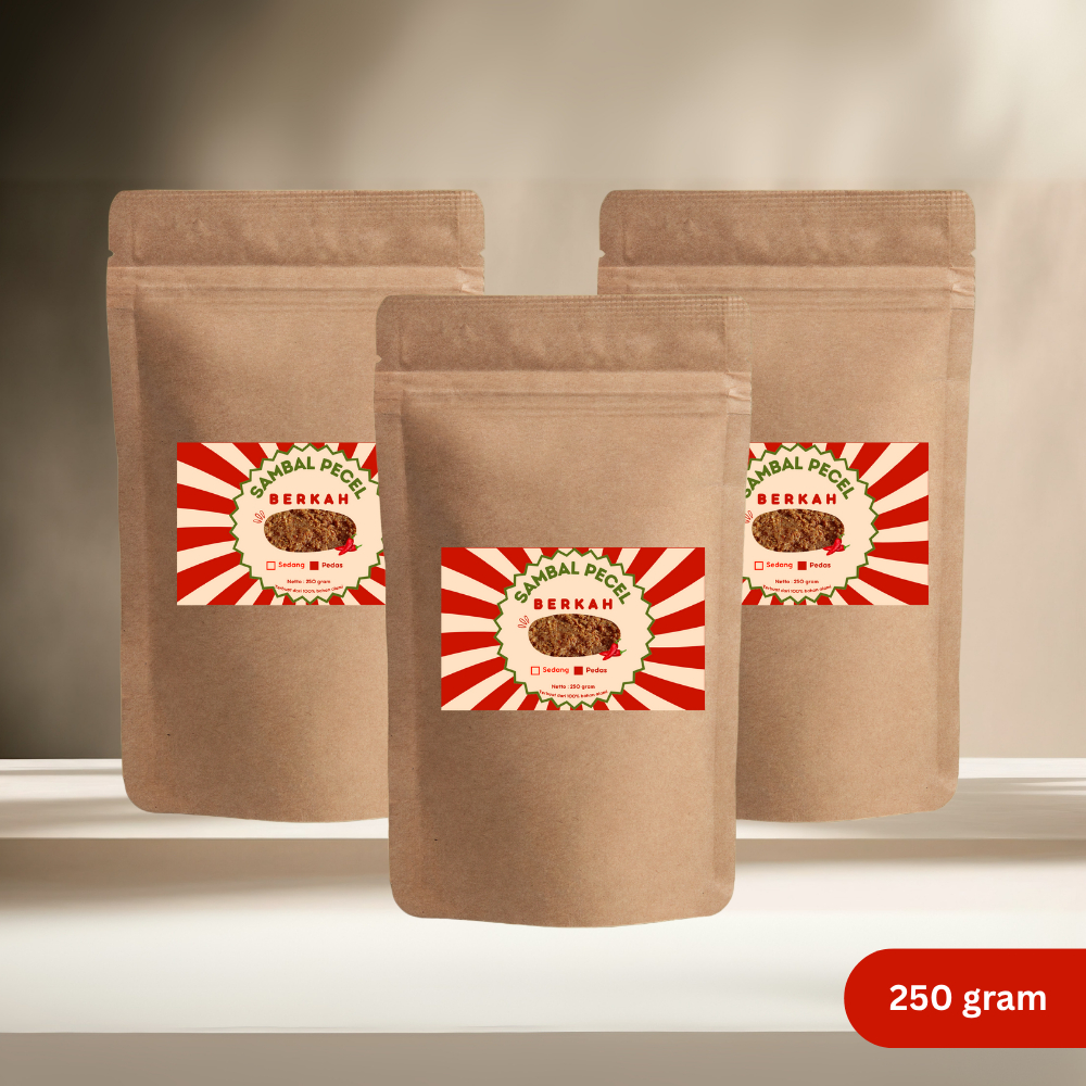 

Sambal Pecel 250 gr @3 pcs– Kemasan Standing Pouch, Level Pedas