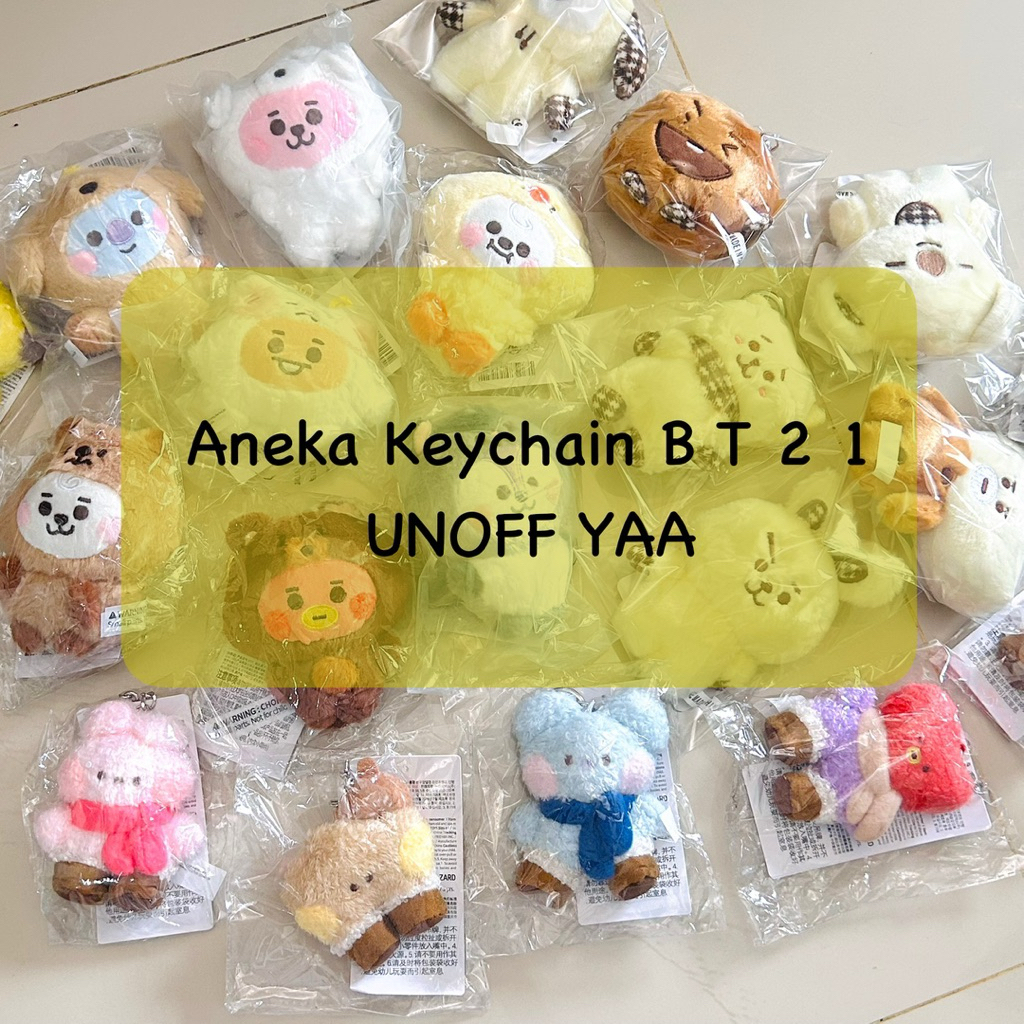 Unoff BTS BT21 Fluffy Animal Dott New Born Sweet Minini Gantungan Kunci Keychain Keyring