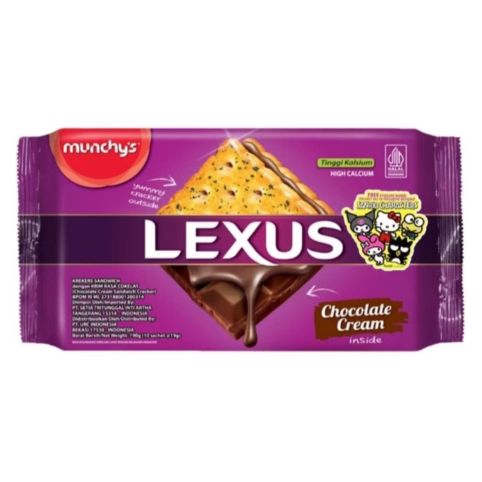 

Munchy's Lexus Biskuit Sandwich Krim Cokelat 190 g