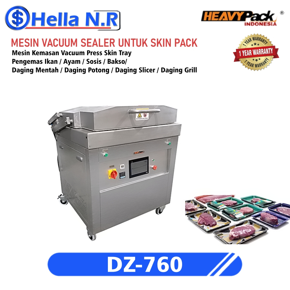 HEAVYPACK Mesin Kemasan Vacuum Press Skin Tray Pengemas Ikan / Ayam / Sosis / Bakso/ Daging Mentah /
