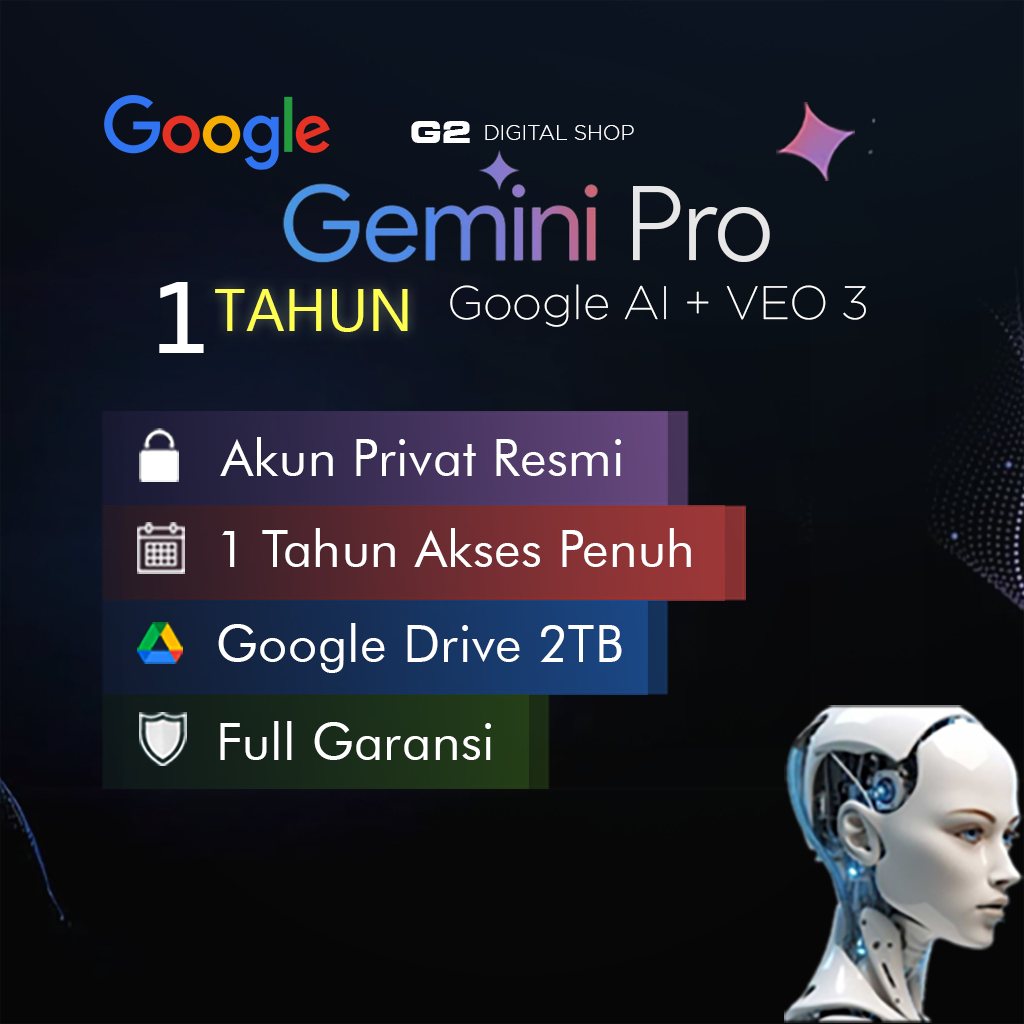 Google AI Gemini Pro VEO 3 | 1 Tahun Resmi Akun Privat + Google Drive 2TB Full Garansi