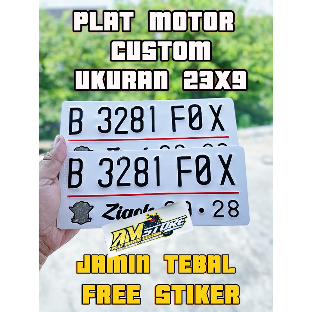 Plat motor custom warna putih ukuran kecil 23x9 plat motor custom warna putih plat motor custom baut