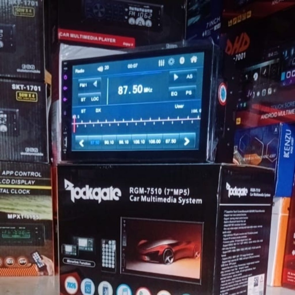 Head Unit Double din 7" Bluetooth Tape Mobil Mp5 Mirror Link Deckles Layar Sentuh
