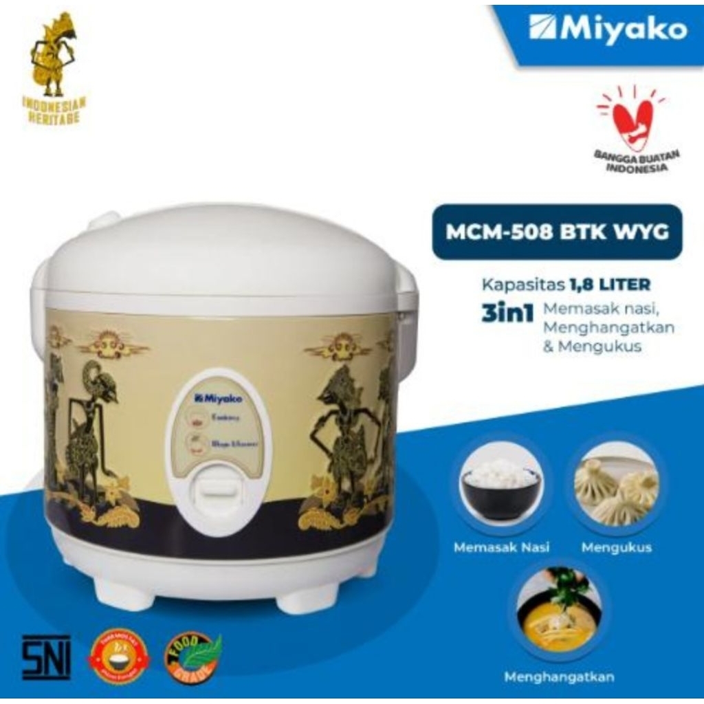Miyako Magic Com MCM-508 Wayang/ Rice Cooker Miyako Motif Wayang  1,8 liter