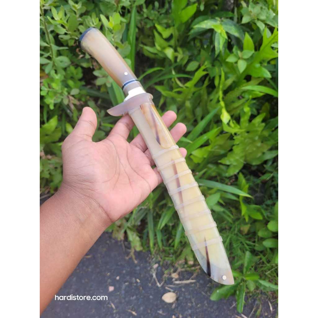 ID PISAU SEMBELIH 22,5 CM BOHLER K340 I FULL KERBAU BULE TANPA SAMBUNG GUARD KUNINGAN (BILAH TEMPA,