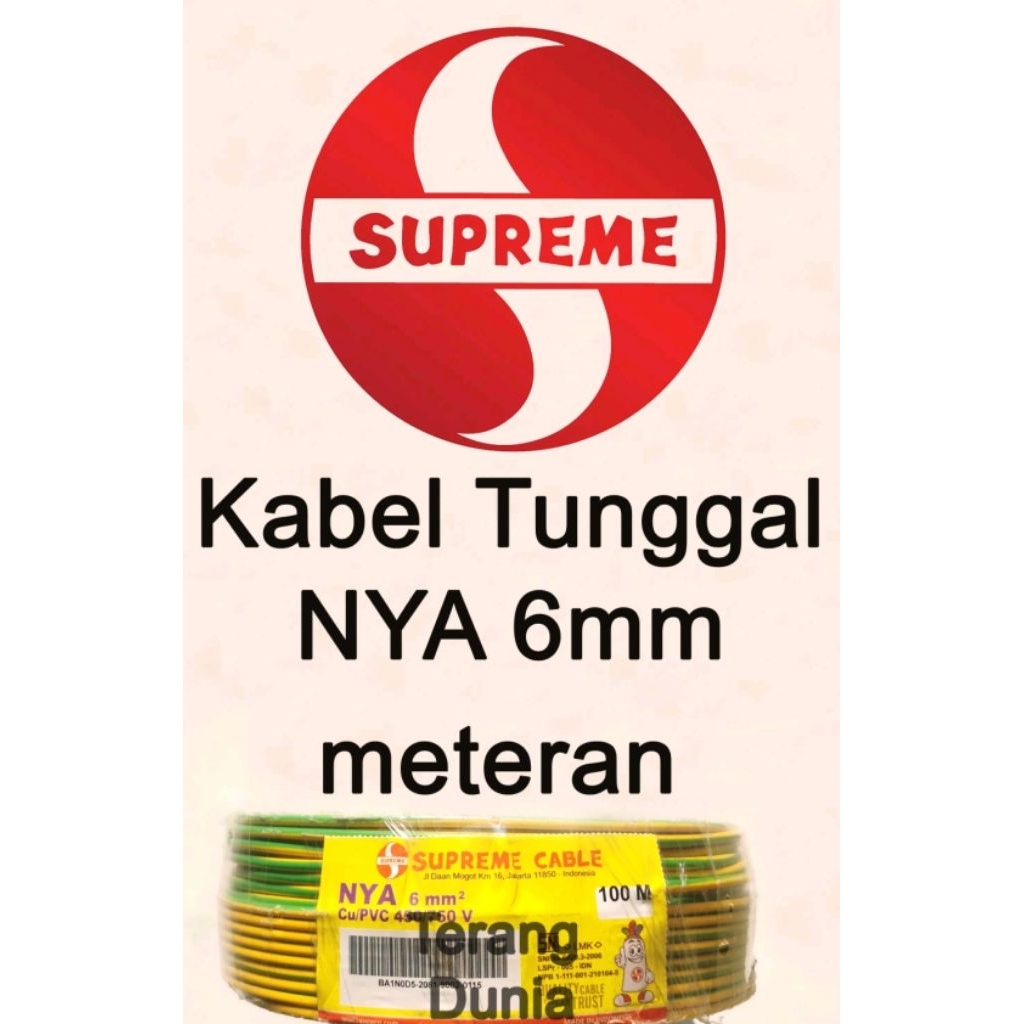 Kabel NYA 6mm Kabel Tunggal 6mm Kabel Tunggal Supreme 6mm Supreme NYA