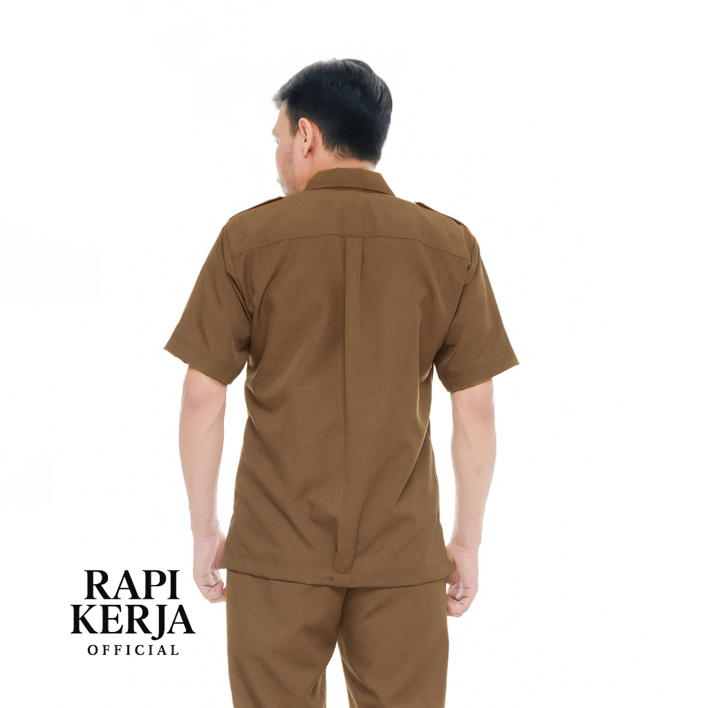 DISKON [BAHAN PREMIUM] Seragam PNS Pemda Pria Khaki Tua Baju ASN Pegawai Negeri / Bahan Semi Wool
