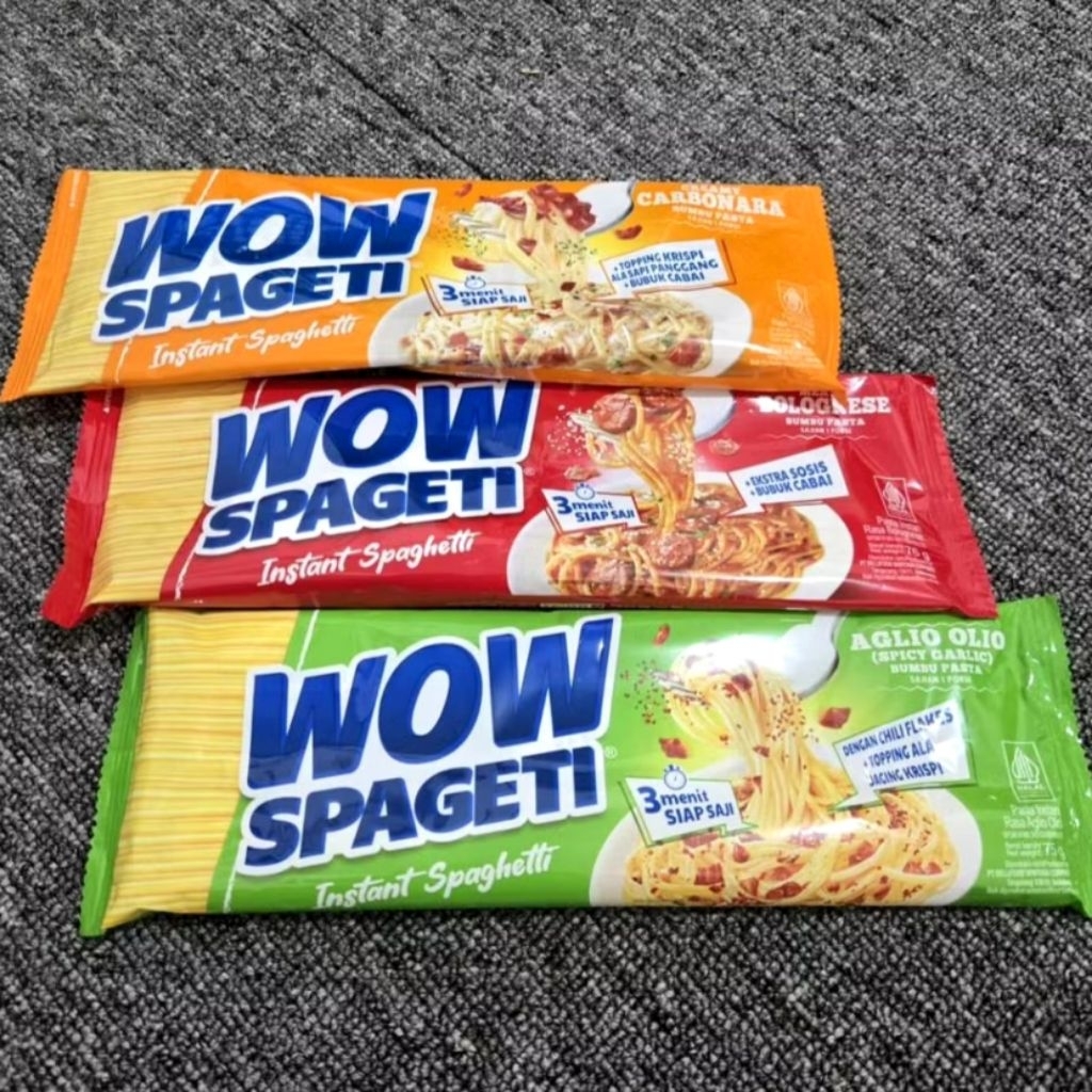 

Spageti WOW instan bolognese carbonara aglio olio