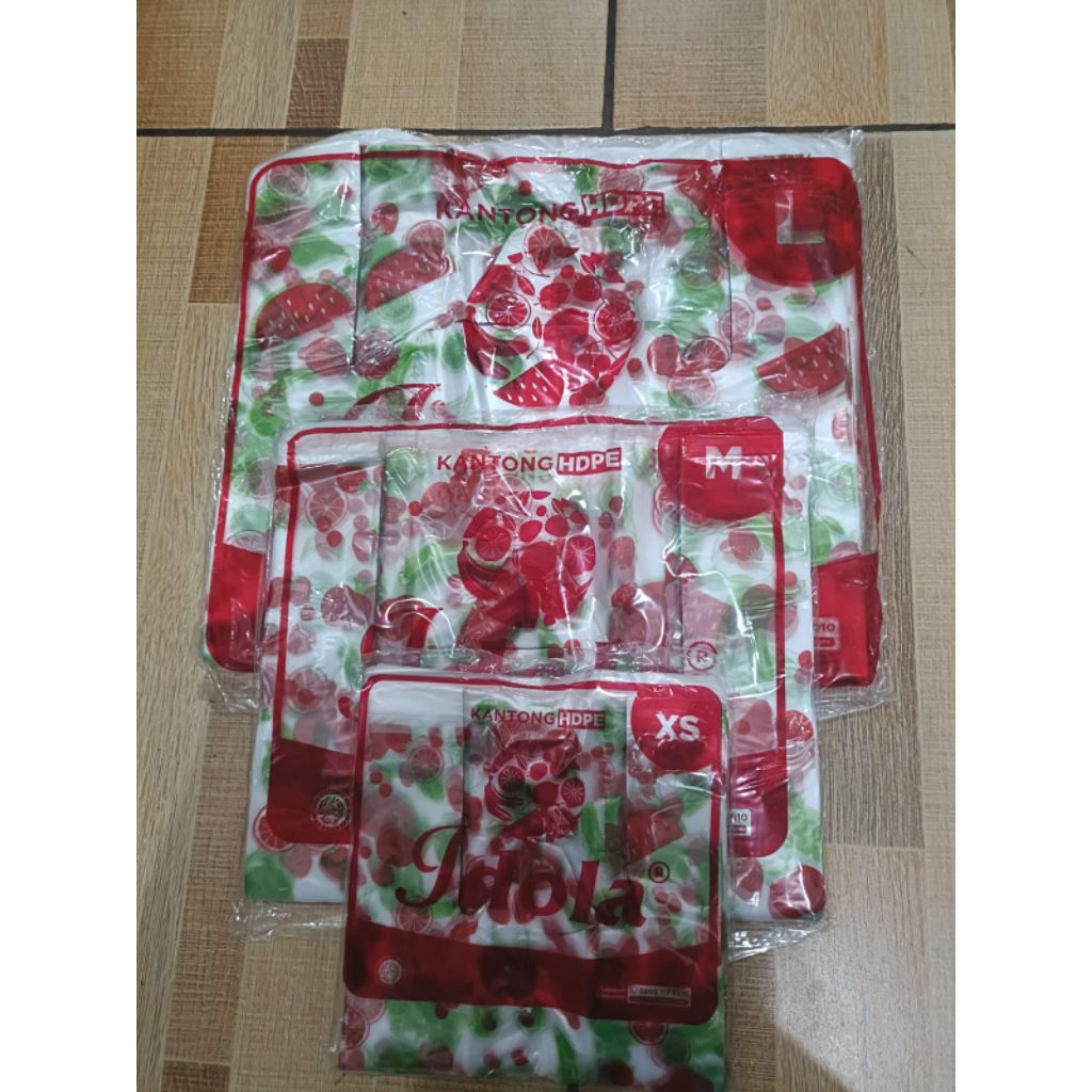 KANTONG PLASTIK IDOLA UK XS M L MOTIF BUAH CERI/KANTONG KRESEK MOTIF