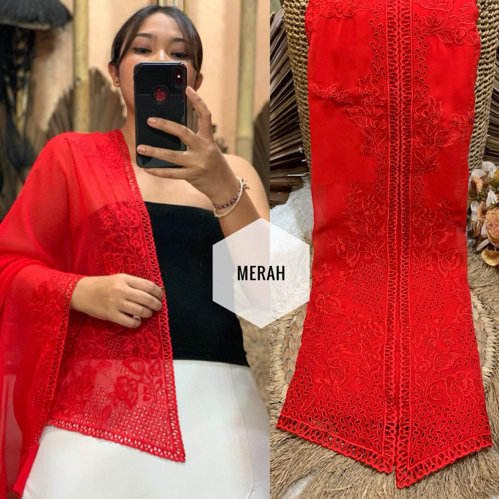 Kain bordir spesial warna merah 17 agustusan || kain merah || kain bordir merah || kebaya merah pand