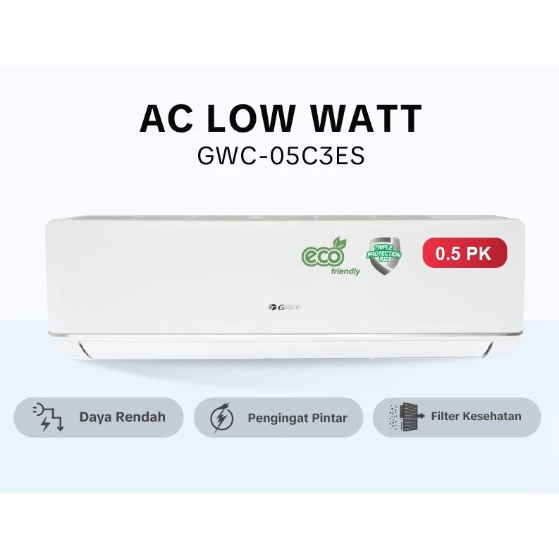 AC GREE 1/2PK - Low Watt 1/2 PK - GWC-05C3E(S) Deluxe Low Watt Series UNIT ONLY