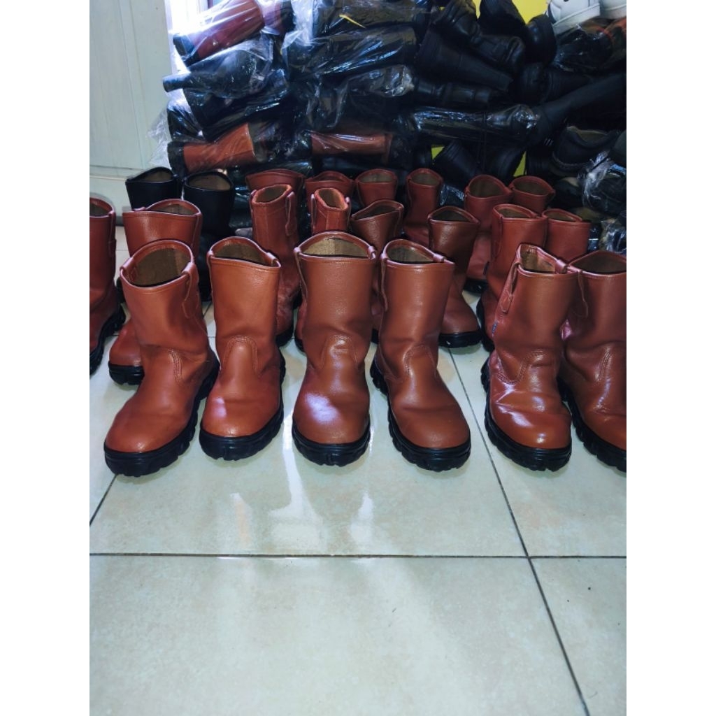 Sepatu Safety Boots, Proyek Bekas Berkualitas ujung besi Kulit asli
