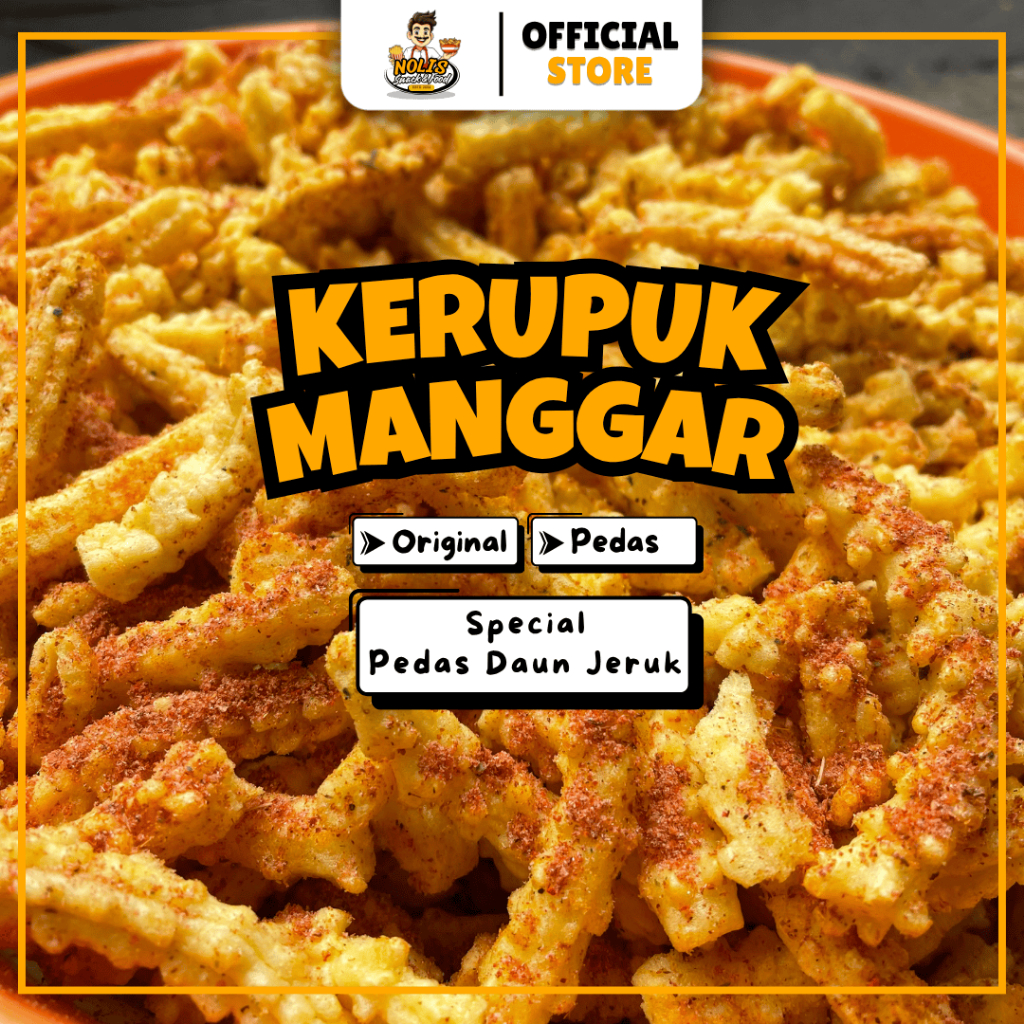 

Kerupuk Manggar Gurih Pedas Daun Jeruk 100gr - Cemilan Kerupuk Akar Nolis Snack