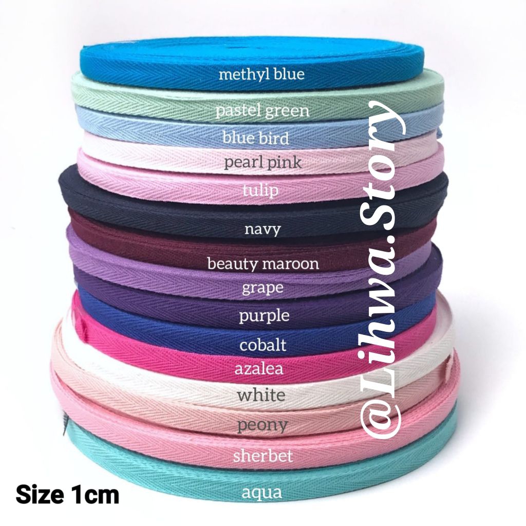 

25 YARD - 1 CM / PITA TWILL TAPE / PITA KATUN POLOS / PITA TWILL TAPE