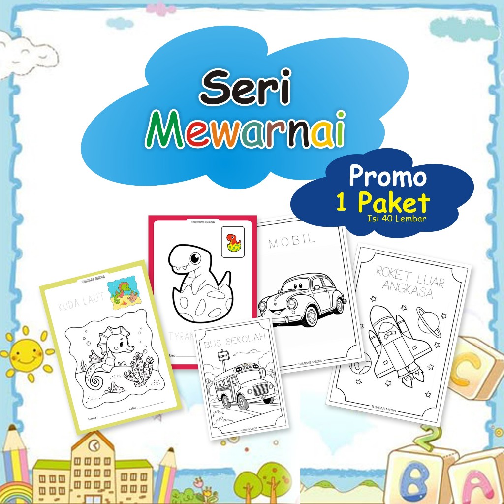 

Lembar Kerja Anak Mewarnai HVS Tebal /Worksheet