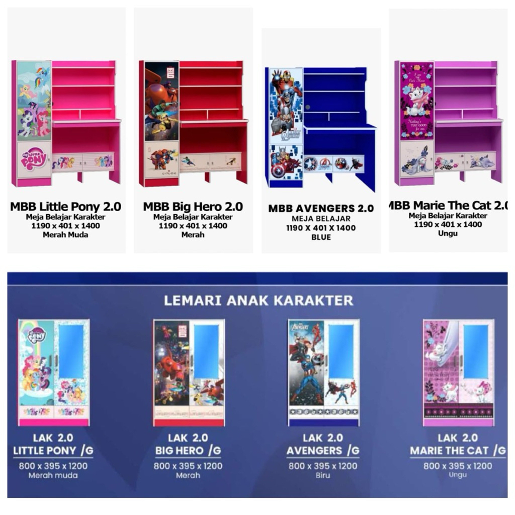 SET MEJA BELAJAR & LEMARI ANAK