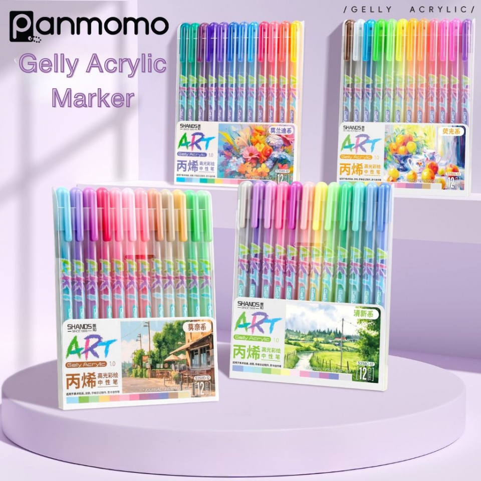 

Spidol Akrilik Marker - Gelly Acrylic Marker Set 12 48 Warna DIY Drawing Coloring Pen Kain Kaca