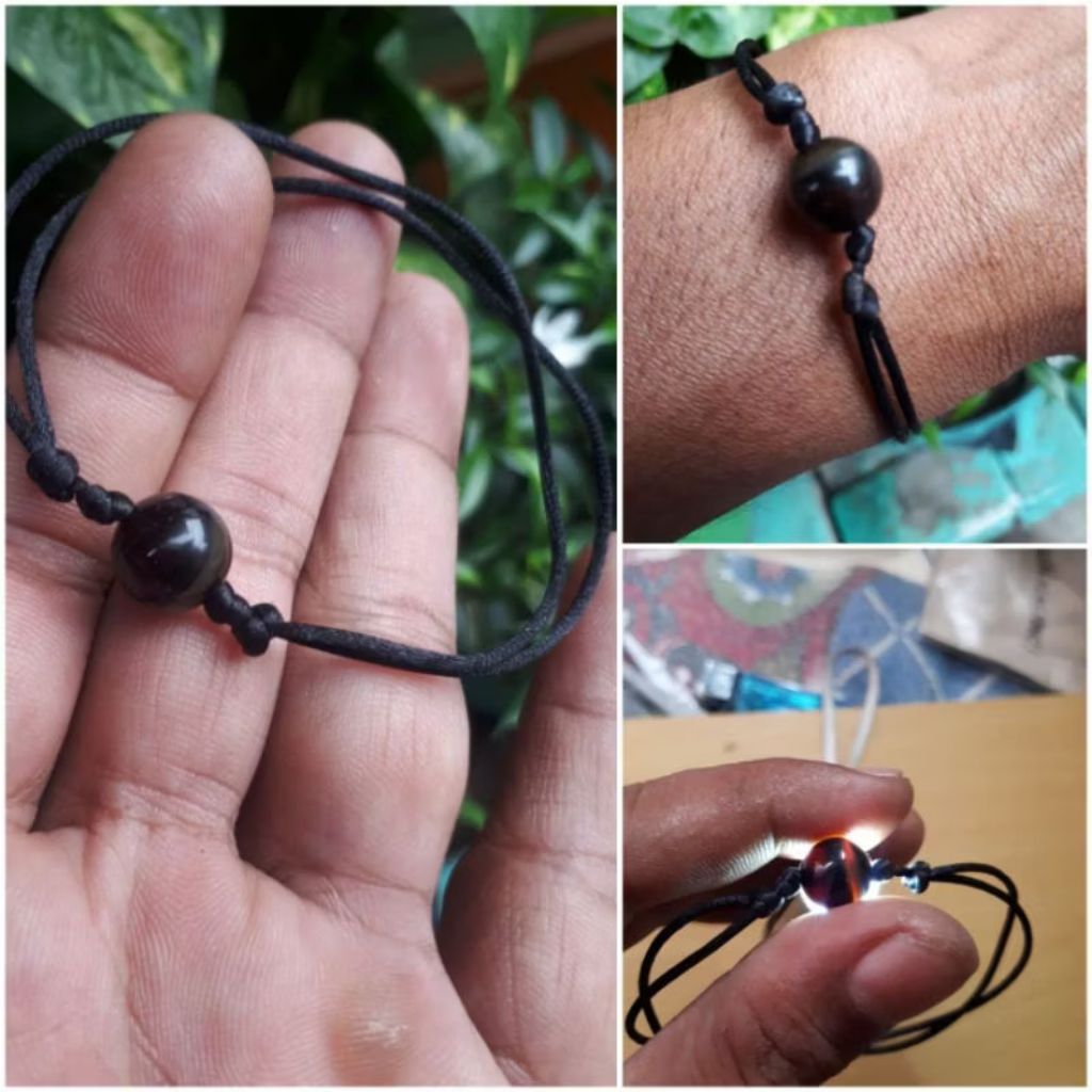 gelang simpel batu akik asli yaman wulung dan kecubung wulung