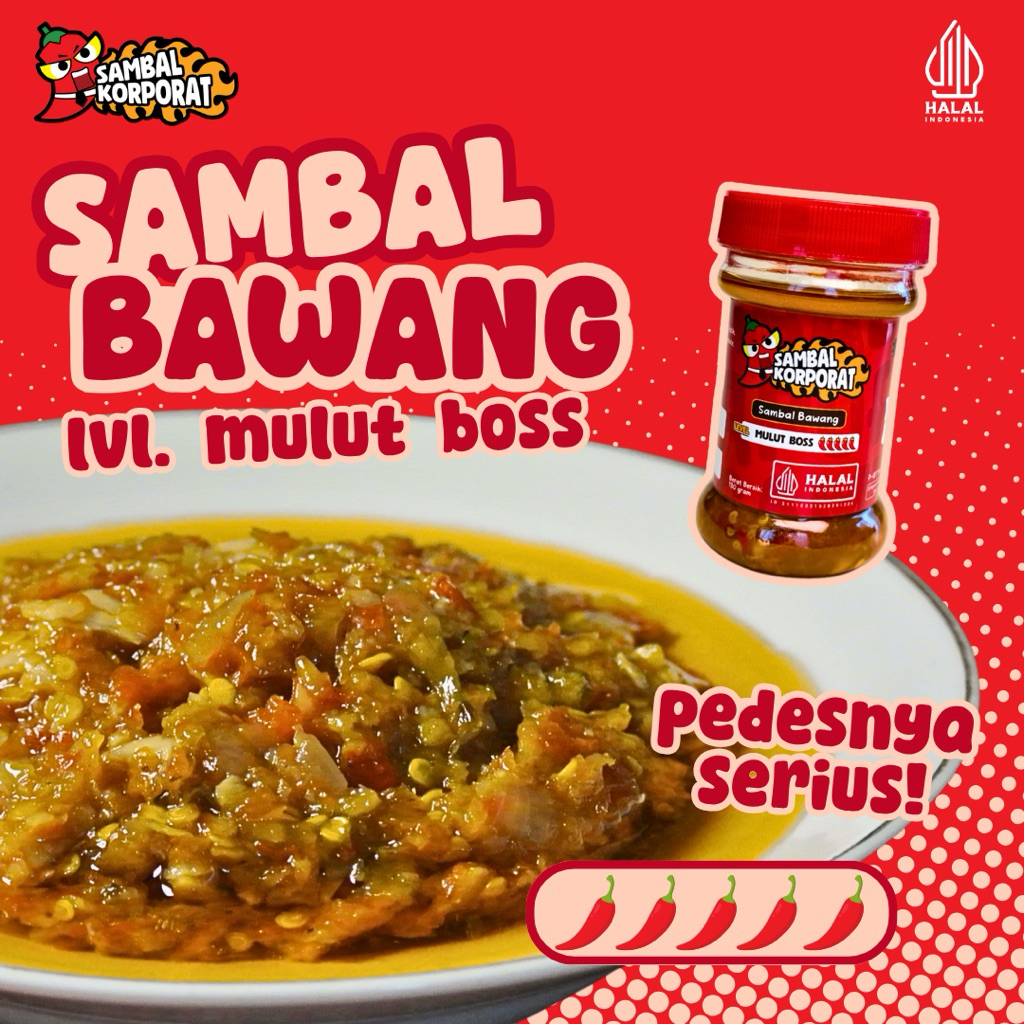 

Sambal Bawang Korporat Level 5 Mulut Boss [130Gram x 1 Botol] Halal SPP-IRT