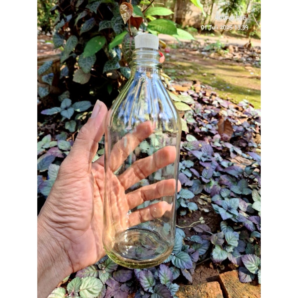 botol kaca 500ml tutup kayu botol isi ulang botol vas bunga botol jamu