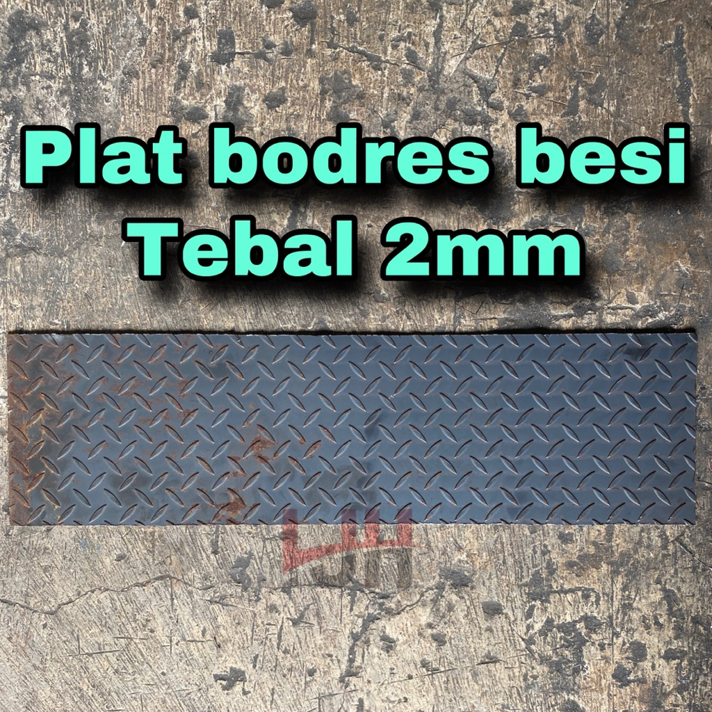 Plat bodres besi tebal 2mm. plat bodres hitam kembang asli belakang rata. ukuran mulai 30x50cm