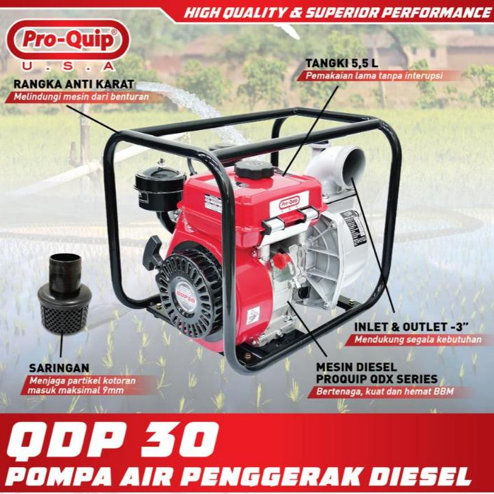 Mesin Alkon Pompa Air Sawah Diesel PROQUIP QDP30 Pompa Air Irigasi Solar PRO-QUIP PDP-30