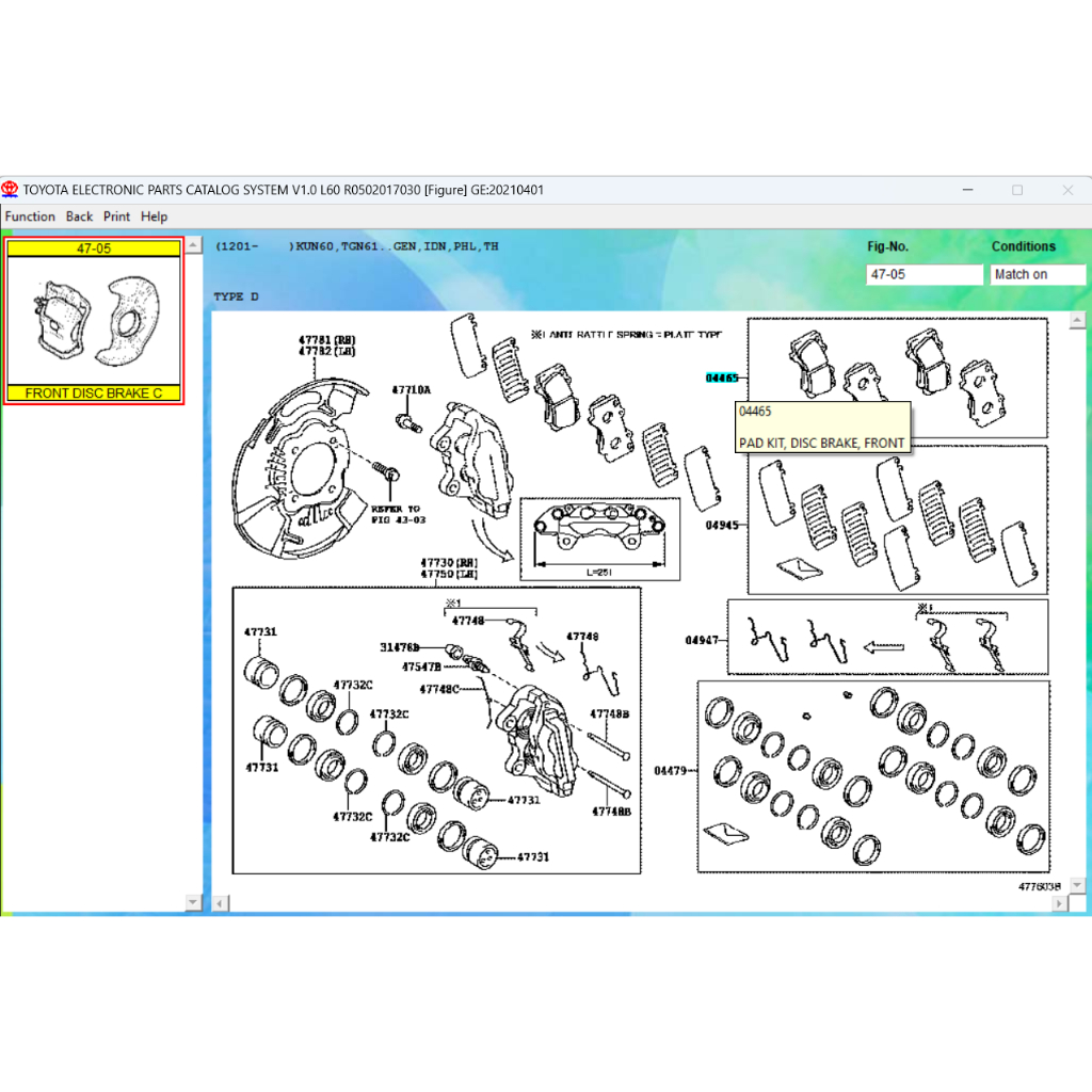 Kampas Rem Depan Atau Brake Pad Depan Hilux 2.5cc Fortuner 2.5cc 04465-0K340-82 / 04465-YZZR5-82 / 0