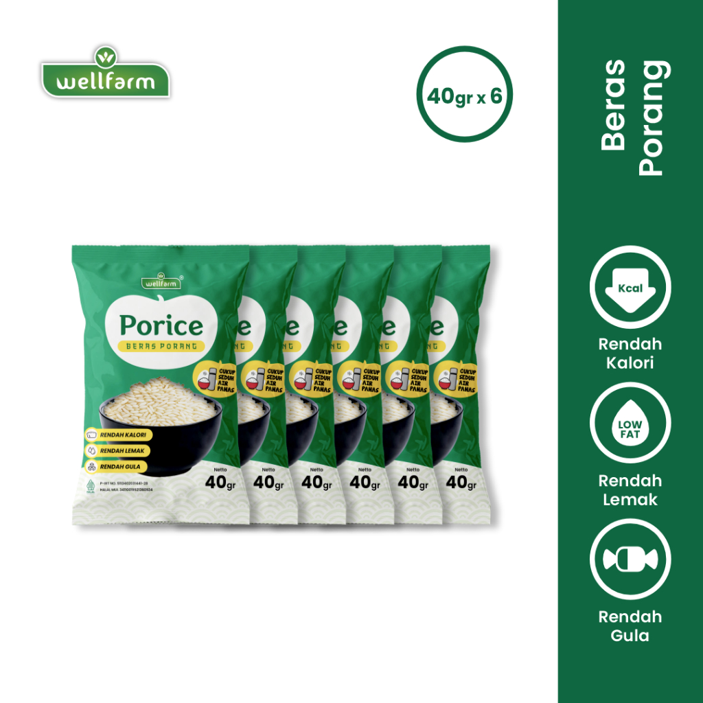 

Porice Beras Porang Sachet Instan Spesial Bundle 6 Pcs / Shirataki, Konjac Rice
