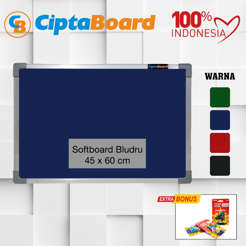 

Softboard / Cork Pin Board / Papan Mading Gantung Cipta / Bludru 45 x 60 cm