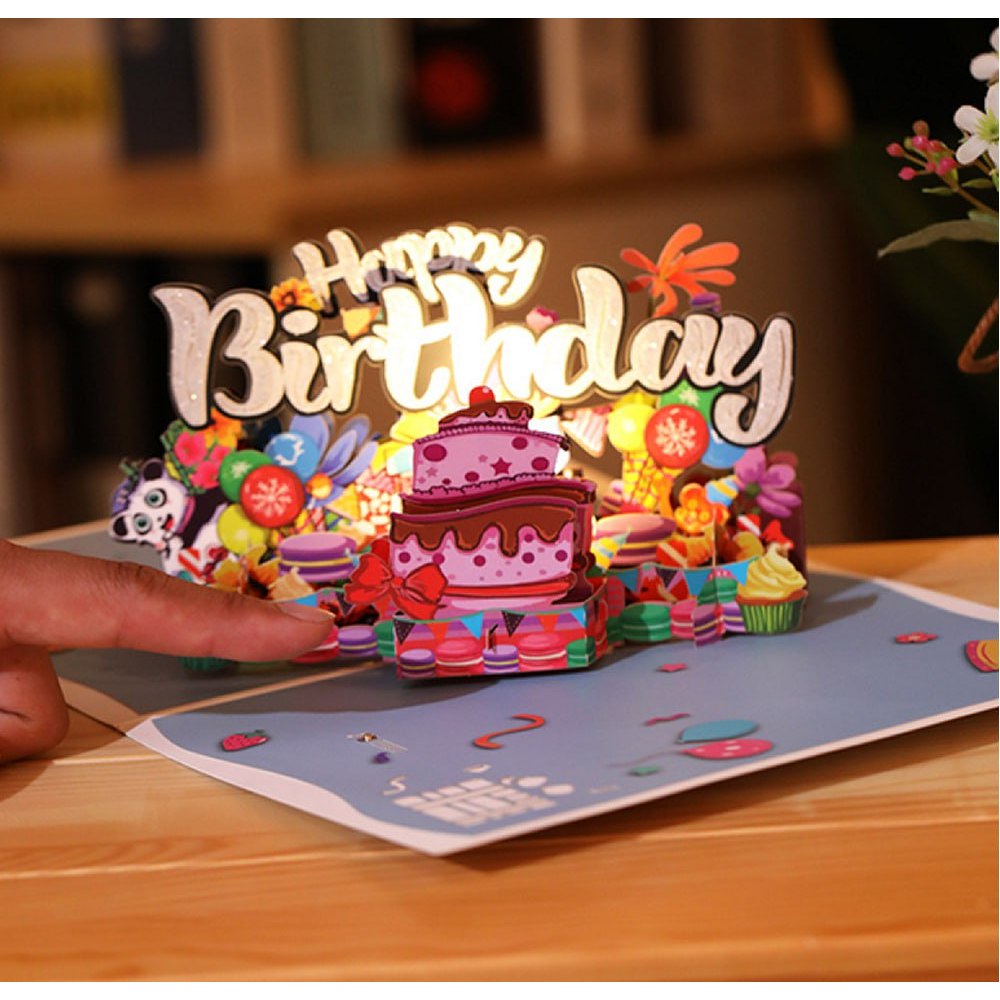 Kartu Ucapan Ulang Tahun 3D Ada Lampu Dan Musik Kartu Ucapan Happy Birthday Kartu Ucapan Pop Up