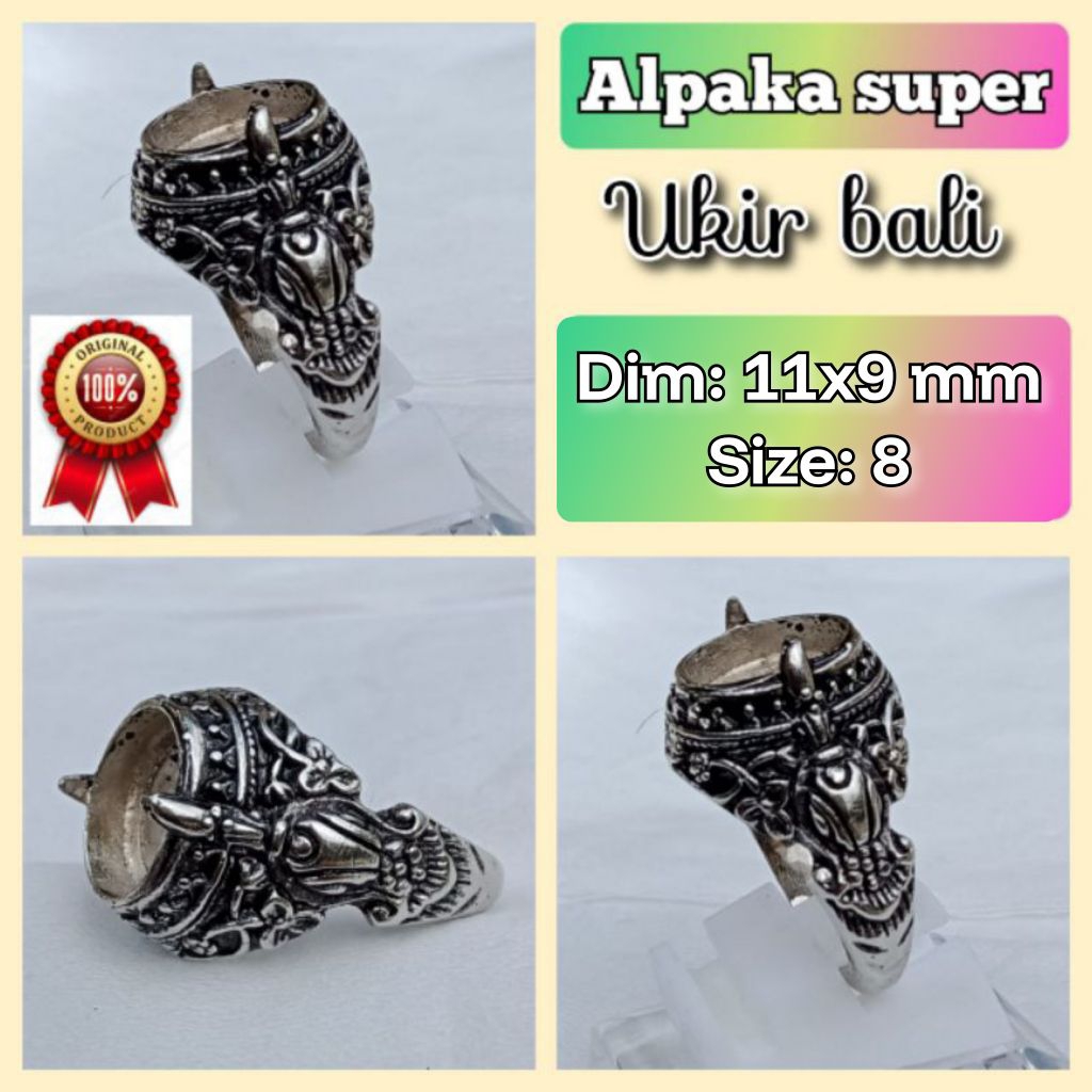 cincin emban batu akik batu permata alpaka super ukir Bali.49
