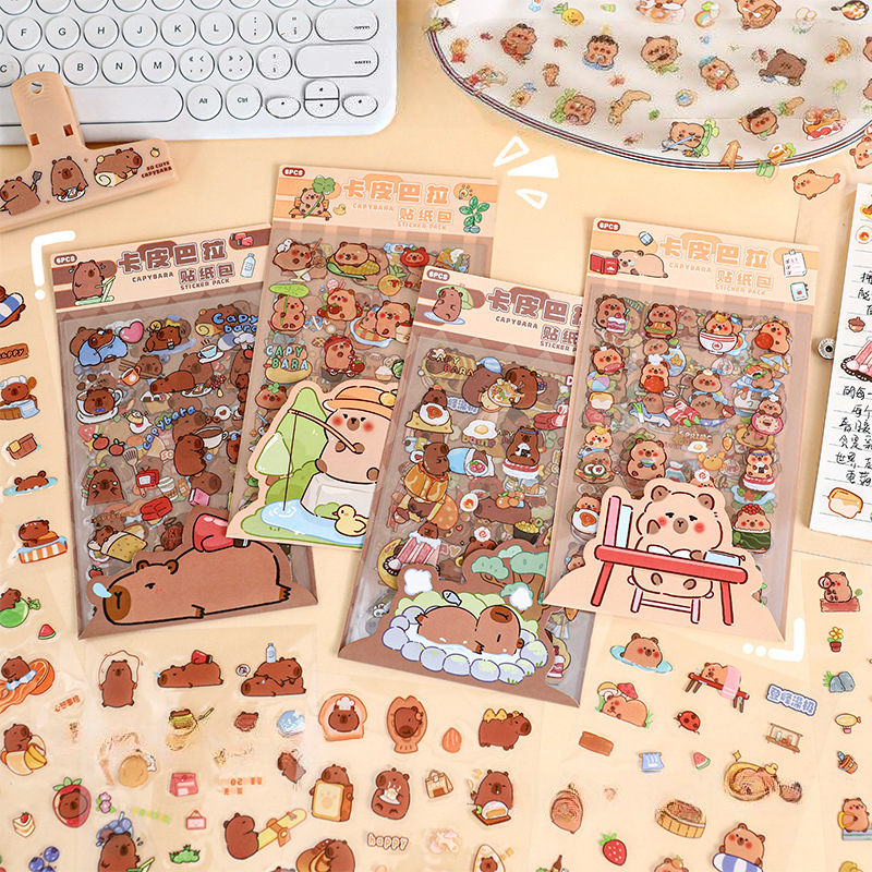 

batamall - CAPYBARA STICKER PACK 6 IN 1 PREMIUM IMPORT #ST171 STIKER ANAK TRANSPARAN WATERPROOF MAINAN TEMPEL ANAK DIY JOURNAL JURNAL PHOTOBOOM