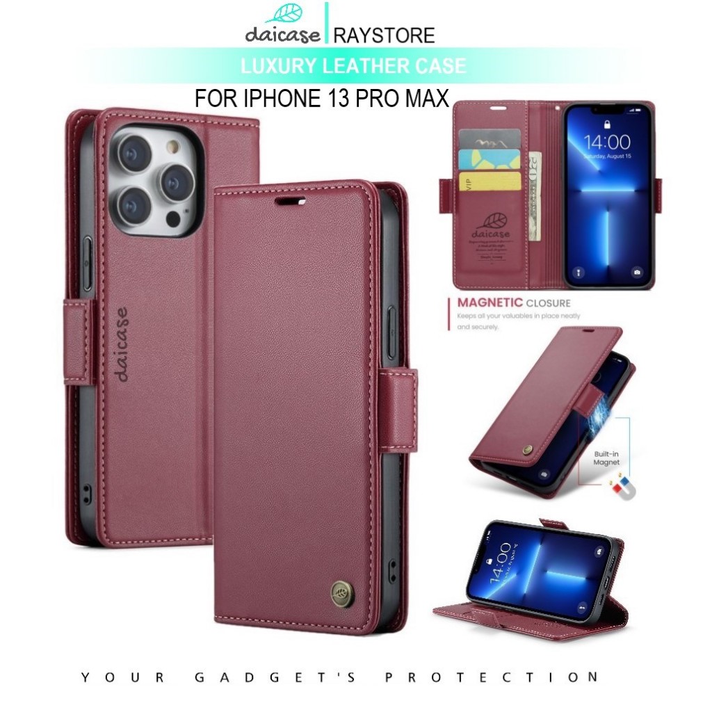 IPHONE 13 PRO MAX FLIP LEATHER CASE PREMIUM-FLIP WALLET CASE UNTUK IPHONE 13  PRO MAX