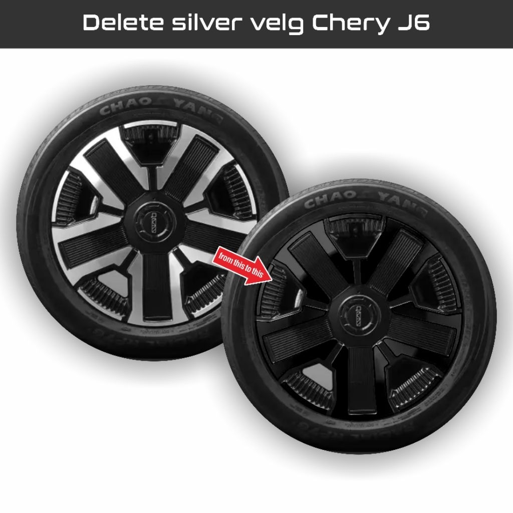 Sticker delete silver velg CHERY J6 | Sticker Velg mobil Chery J6