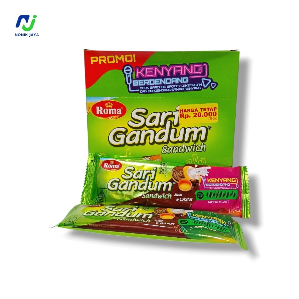 

( READY STOK ) Roma Sari Gandum Sandwich Susu & Cokelat Box Isi 12 Pcs@27g