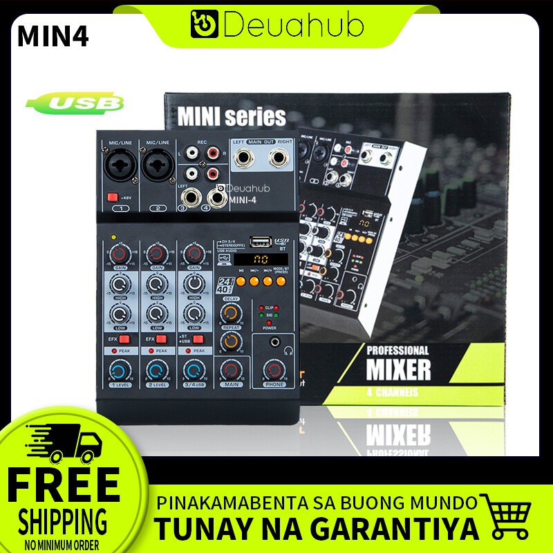 Deuahub Mixer Audio MINI4 4-Chanel Mixer Mini Amplifier Bluetooth Mixer Mini Profesional Misker Audi