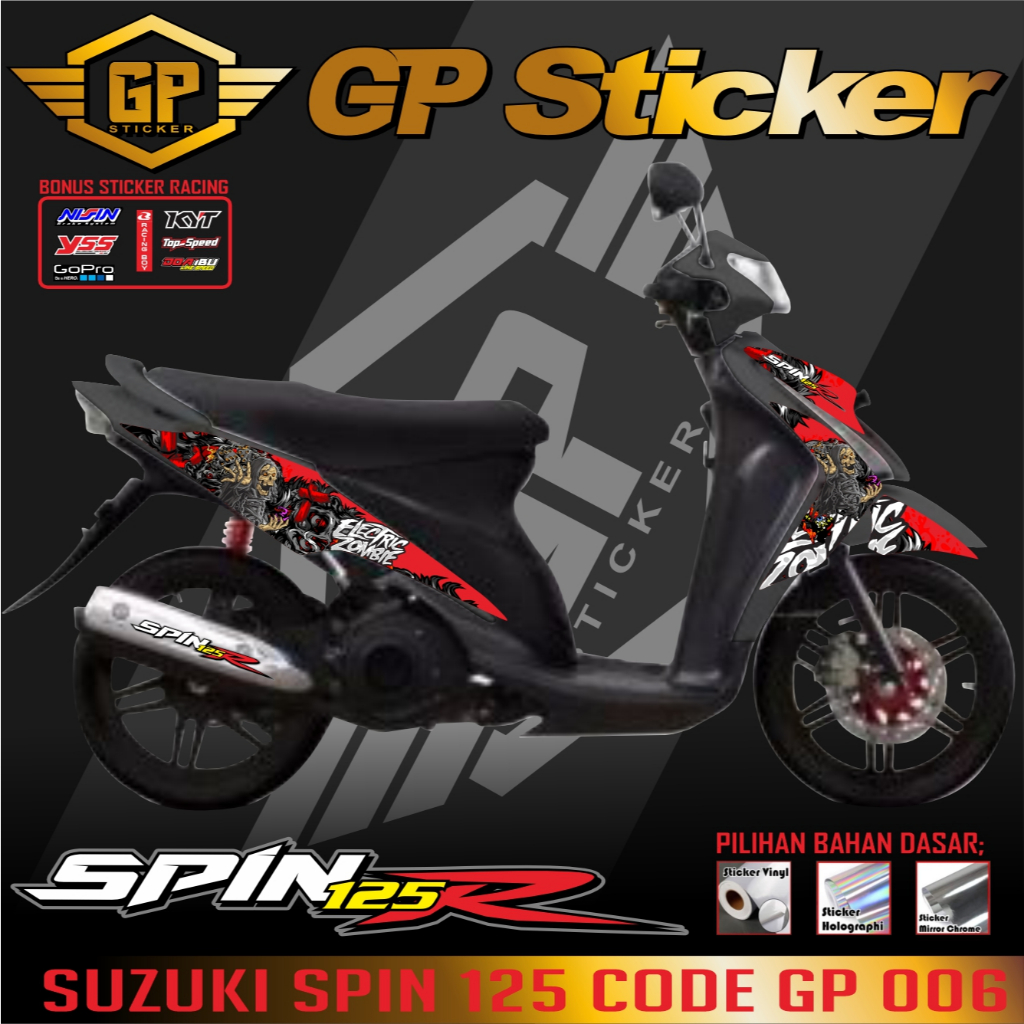 STRIPING STIKER MOTOR SPIN / STRIPING SUZUKI SPIN 125 VARIASI STIKER SETIKER KEREN MOTIF CODE GP 006