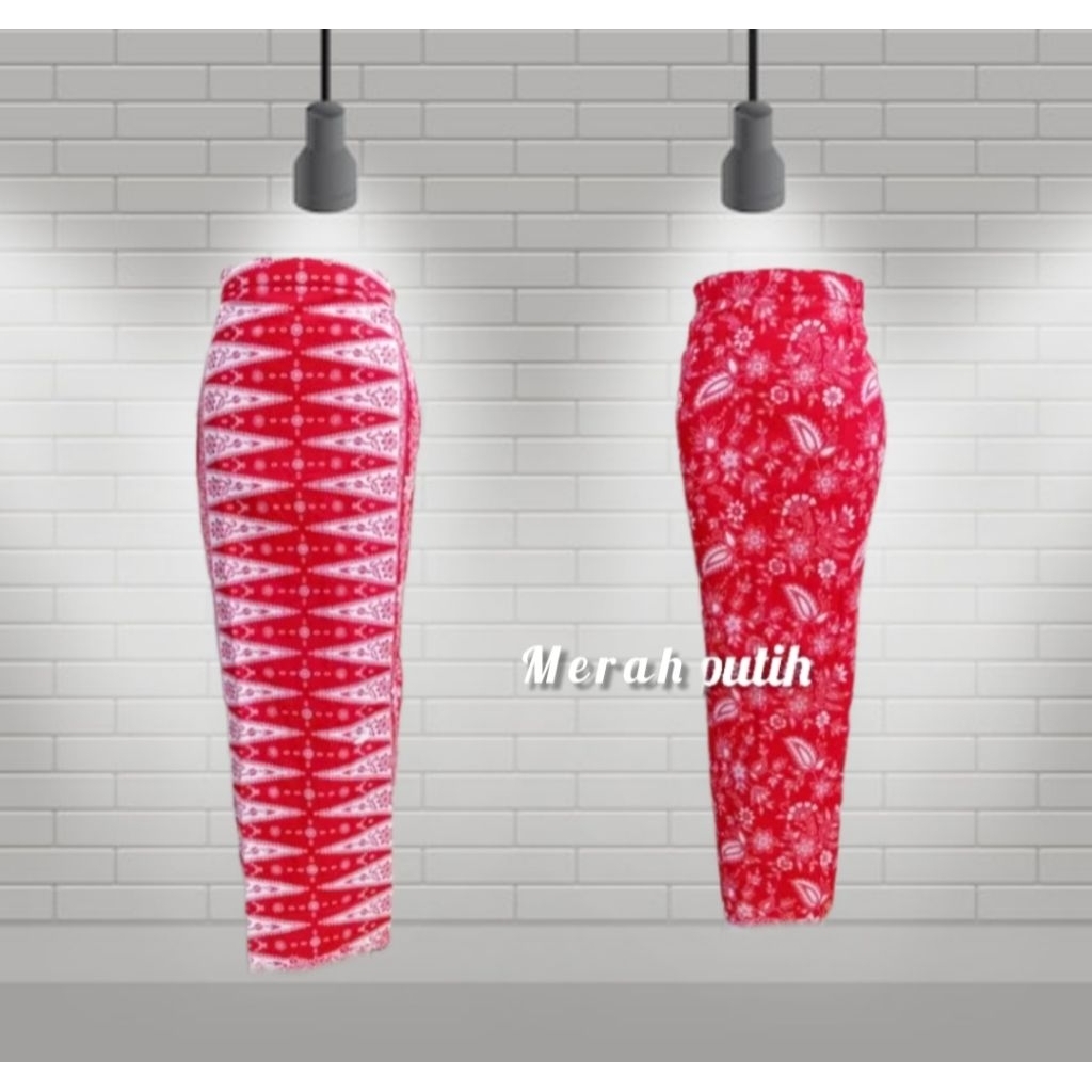 Rok encim warna merah-putih // Rok model span dewasa // Rok seragam 17 agustusan // Rok batik