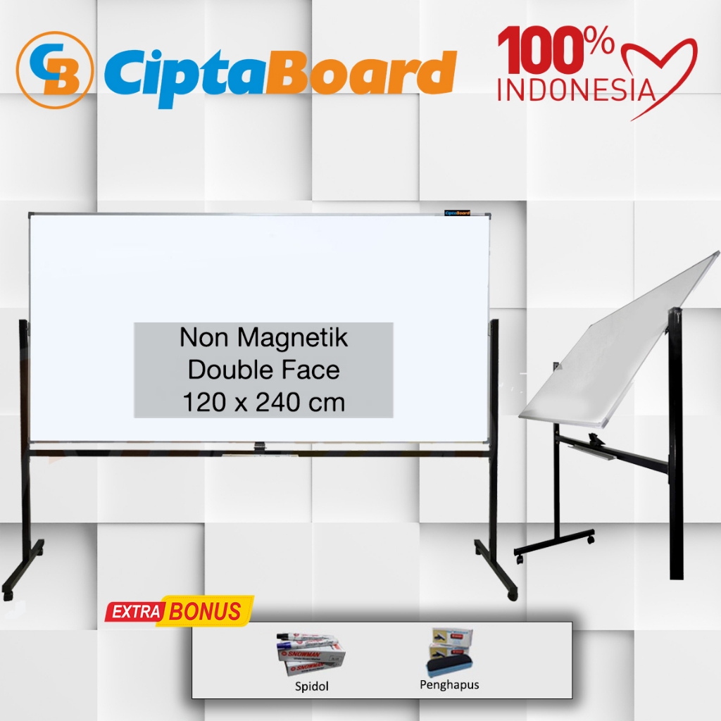 

Papan tulis / Whiteboard / Papan board / Whiteboard Stand Doubleface Non Magnet 120 x 240 cm