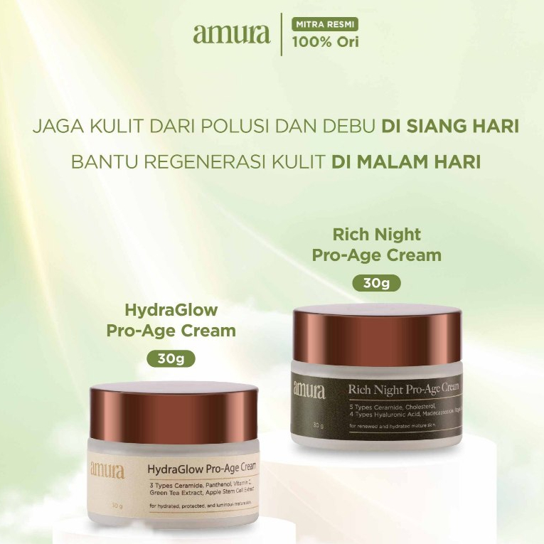 Amura Hydraglow Day Cream & Amura Rich Night Cream | Solusi utk menghilangkan Flek Hitam& Anti Aging