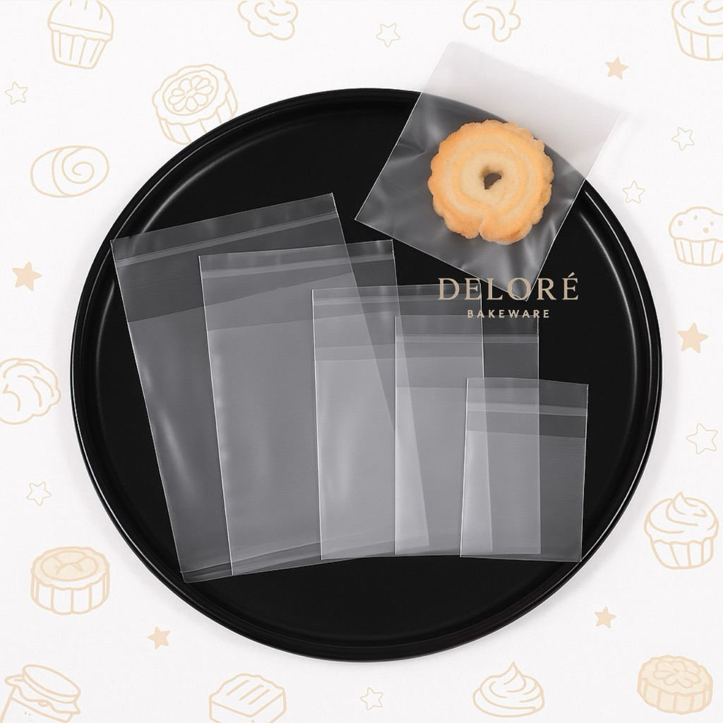 

DELORÉ 100 PCS Plastik OPP Doff TEBAL 7x7 10x10 FOOD GRADE / Kantong Kemasan Kue Roti Cookies Frosted Buram Matte Seal Premium Quality Kualitas