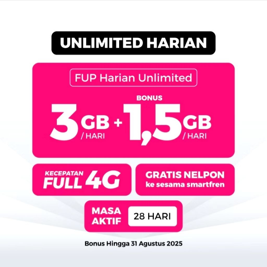 PAKET DATA SMARTFREN UNLIMITED KUOTA PROMO 126 GB 28 HARI
