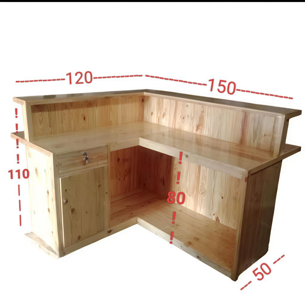 Meja kasir Letter L | Meja bar Model L | Meja display resepsionis