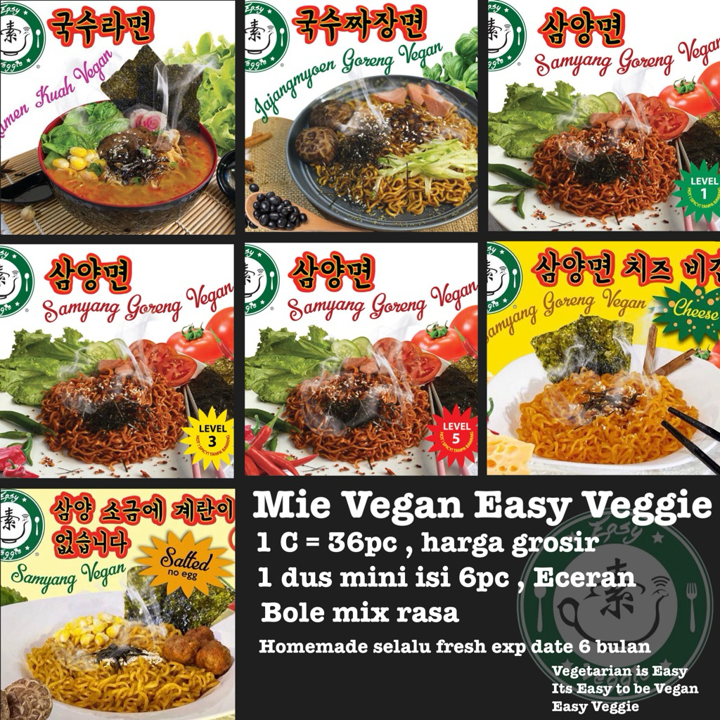 

1/2 Dus Mie Samyang Vegan Easy Veggie Mie korean Mie samyang vege samyang pedas level 1 3 5 Ramen kuah vegan Jajangmyoen Samyang salted vegan samyang cheese vegan
