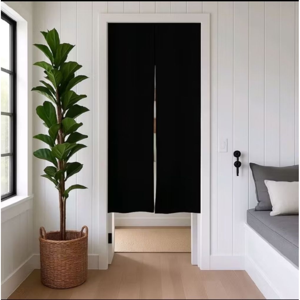 tirai minimalis polos warna hitam bahan kain tebal