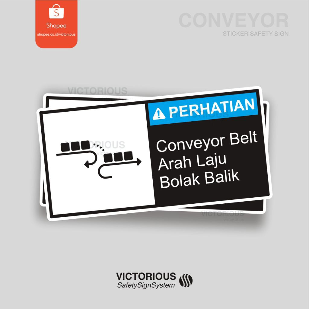 

Sticker Safety Sign K3 Perhatian Conveyor Belt Arah Laju Bolak Balik
