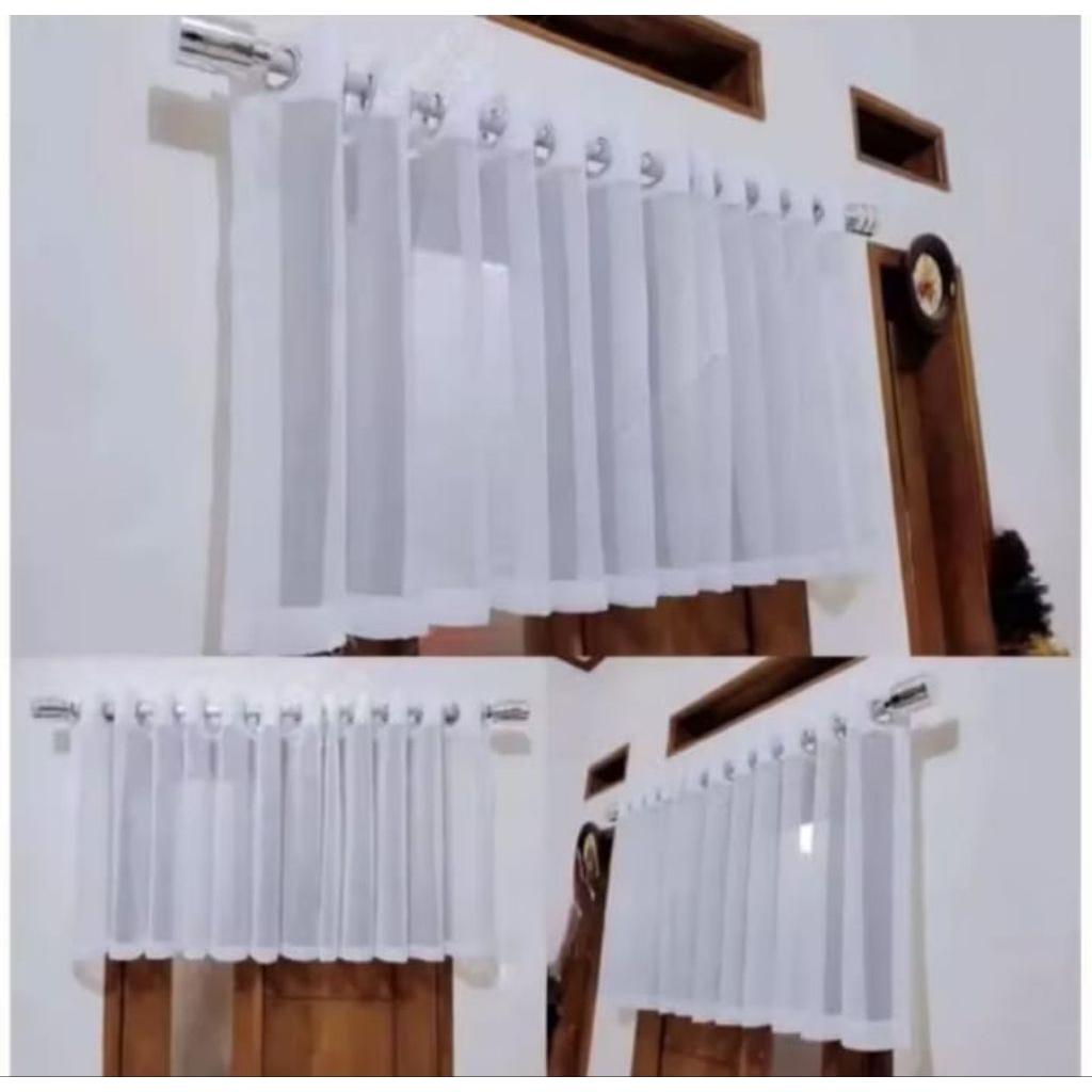 Gorden Poni Smokring Vitrase Polos Hordeng Putih Jendela Pintu kamar Tirai Minimalis Gorden kolong d