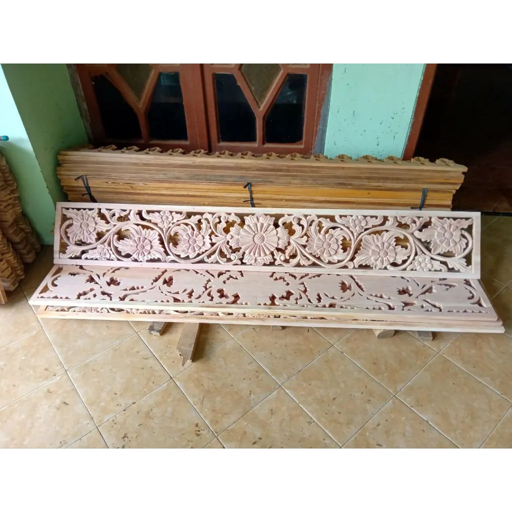 30x150cm ornamen kayu ornamen ukir ukiran kayu kusen pintu jendela lisplang Boven Loster dekorasi di