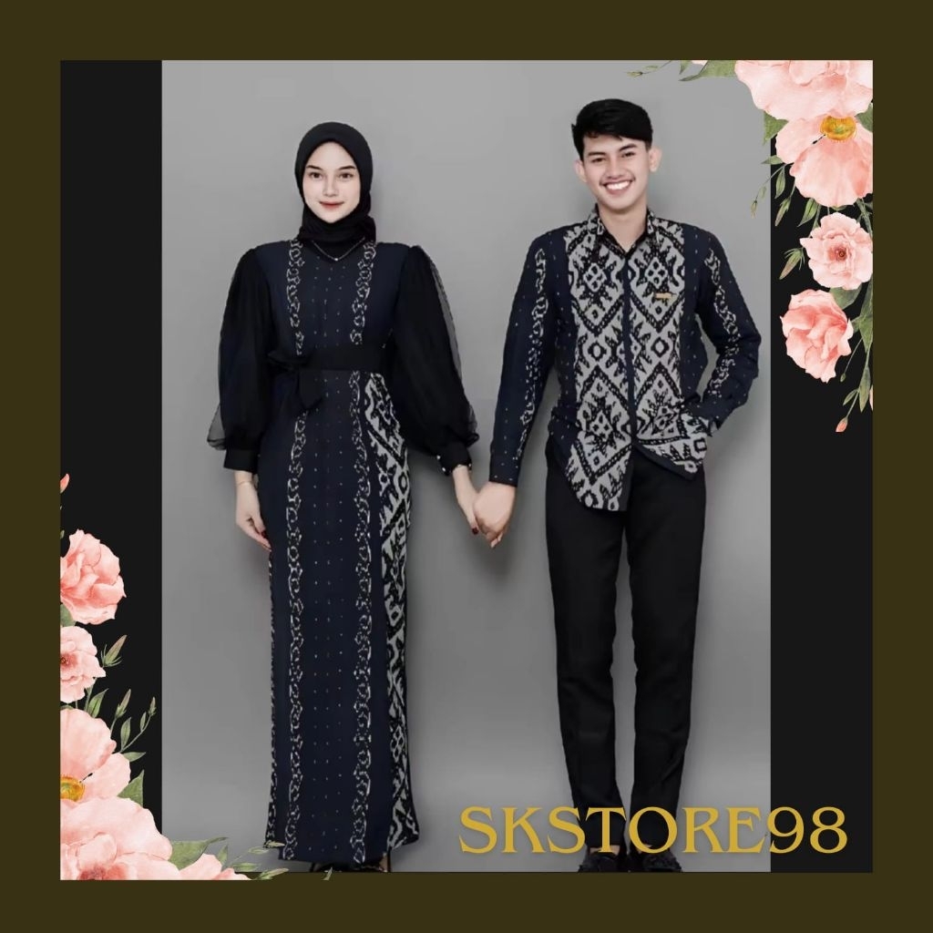 Set couple tenun - baju couple tenun - baju couple keluarga - kemeja tenun - gamis tenun
