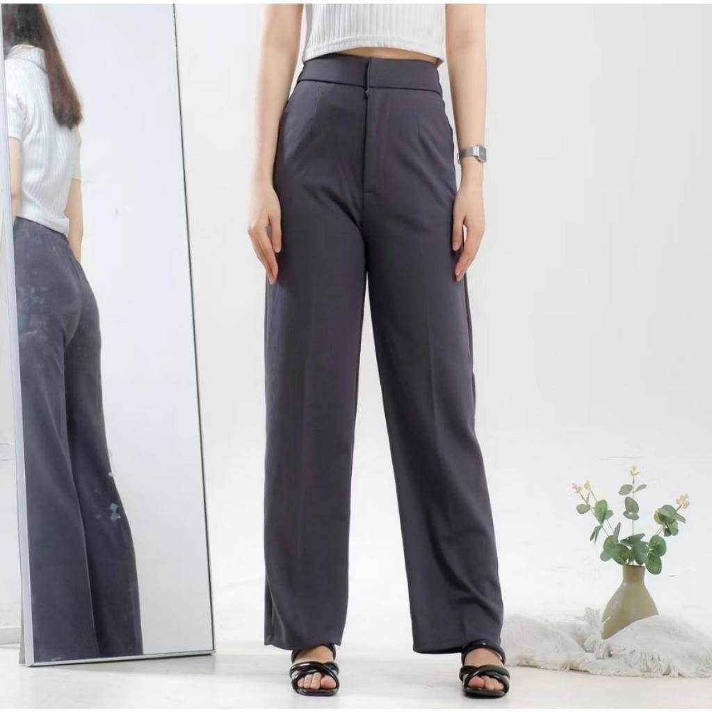 Cozy Pants Rib Knit Celana Kulot Wanita Highwaist Panjang